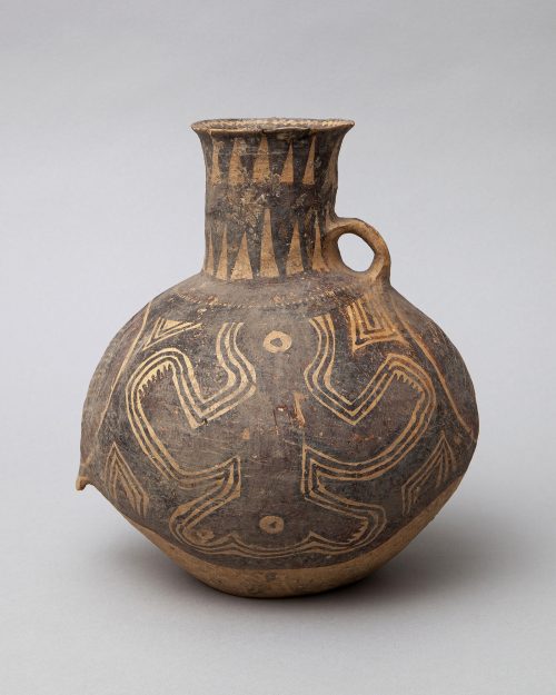 ［浦上蒼穹堂］ 彩陶人物文把手壺｜Painted pottery jar with design of human figure, H.24.5cm, 中国 新石器時代 馬家窯文化